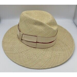 Borsalino Romy Panama Fedora Large Brim Made Italy 100% Straw Double Banded NEW
